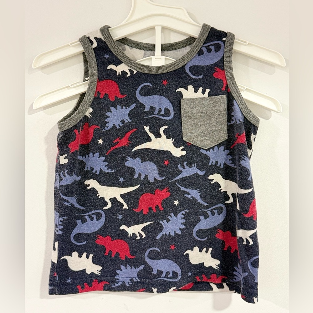 Old Navy Kids Dinosaur and StripeTank Top - Red, Blue, Gray